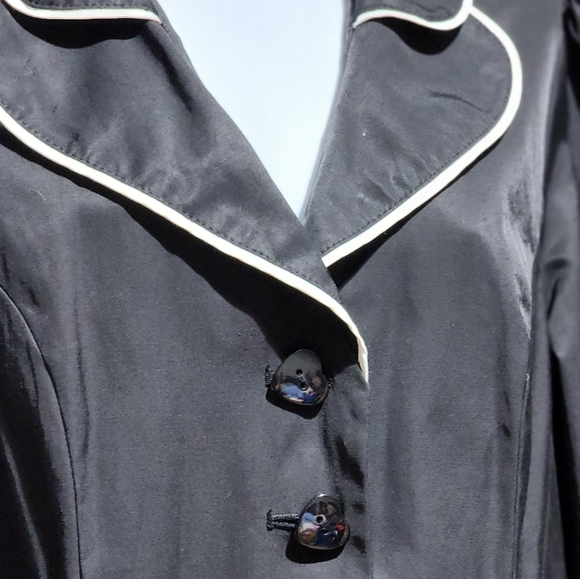 **Not Available*Betsey Johnson Black Bow Floral Inner Coat Peacoat XL - Picture 7 of 9